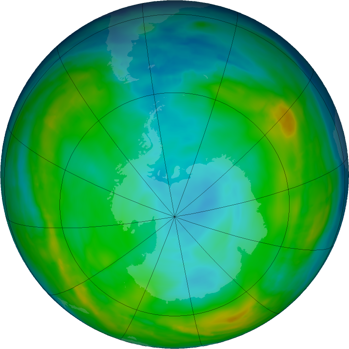 Antarctic ozone map for 28 June 2016